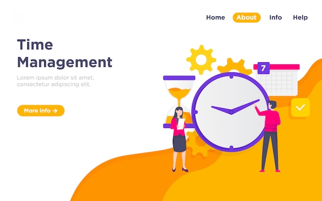 Vector time management landing page illustration