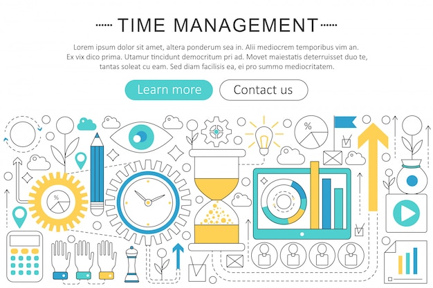 Time management platte lijn concept