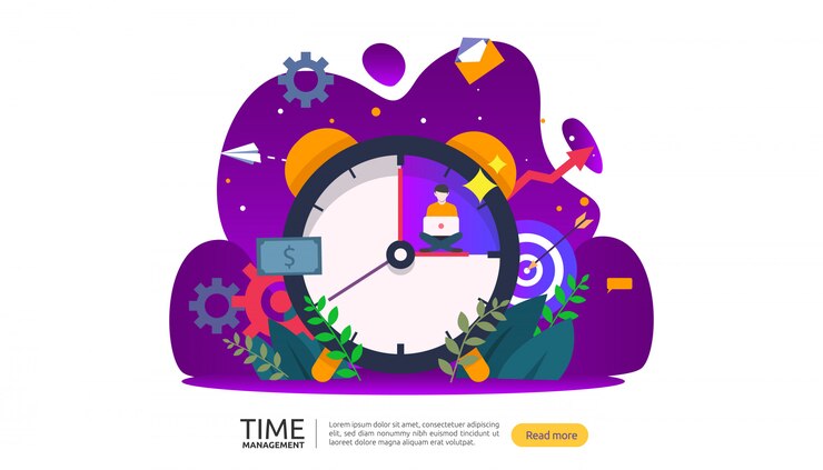 Vector time management and procrastination concept. planning and strategy for business banner