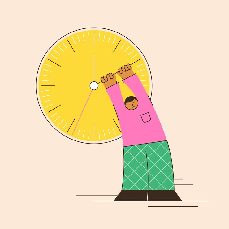 Vector time management project deadline a person wants to stop time inability to manage their time productively planning for the future abstract funny illustration