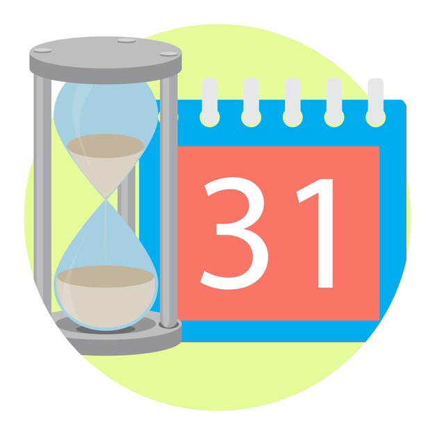 Time managment hourglass and calendar