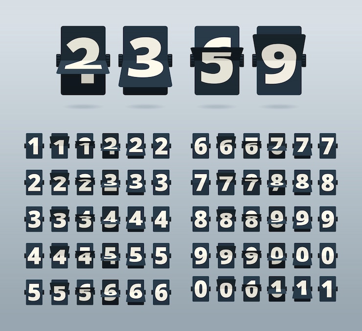 Vector time numbers. flip clock template countdown template