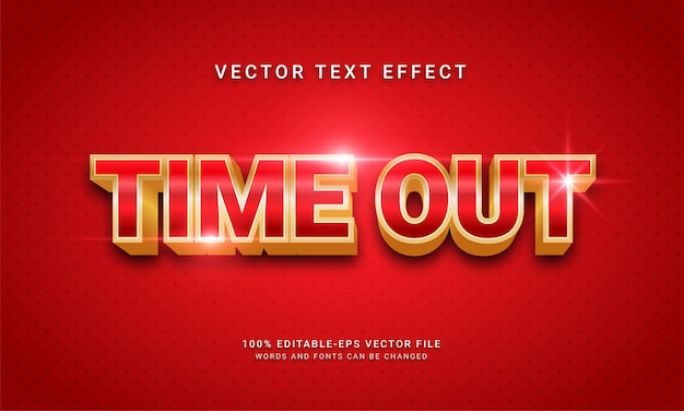 Time out 3d text style effect with red color