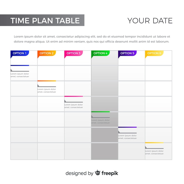 Vector time plan table