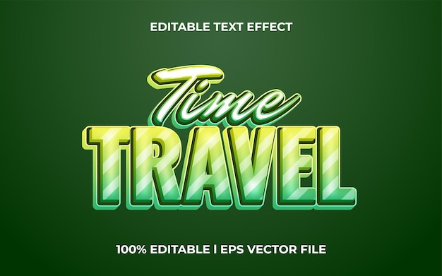 Vector time travel 3d text effect with trendy theme. green text lettering typography font style