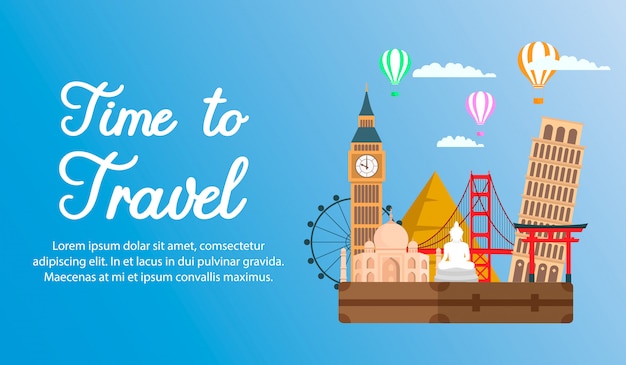 Vector time to travel banner