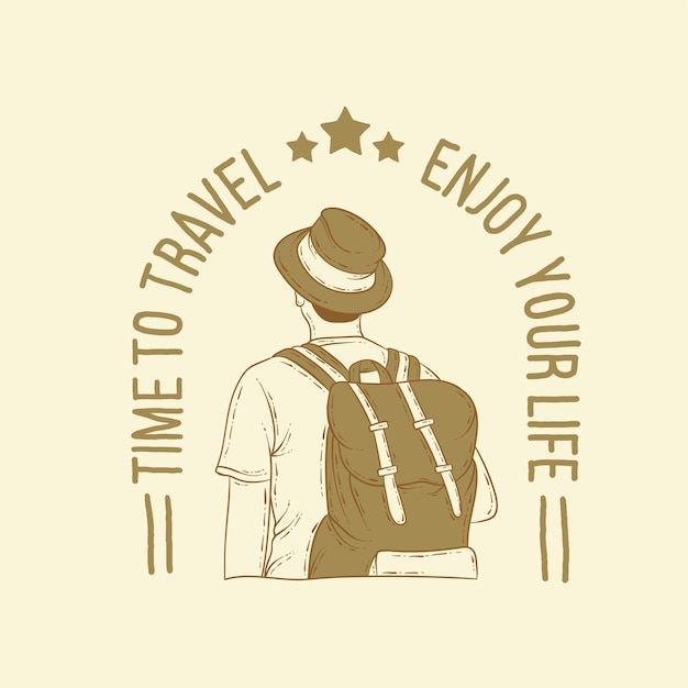 Time to travel and enjoy your life typography hand drawn illustration