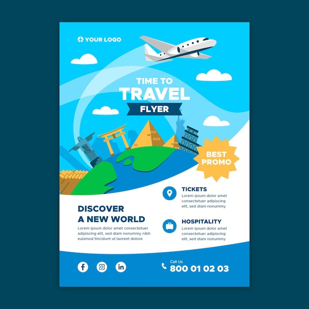 Vector time to travel flyer template