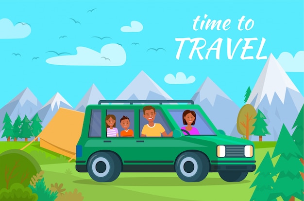 Vector time to travel horizontal banner