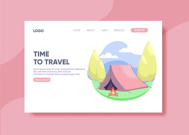 time to travel illustration for landing page template