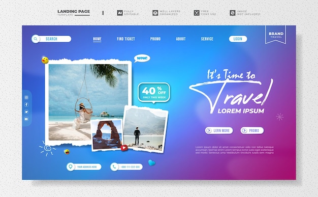 Time to travel landing page template