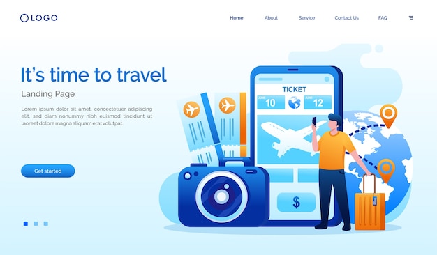 Time to travel landing page website  template