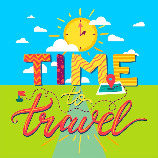 Vector time to travel lettering