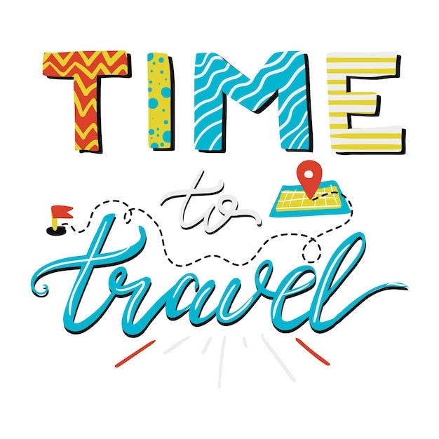 Vettore time to travel lettering