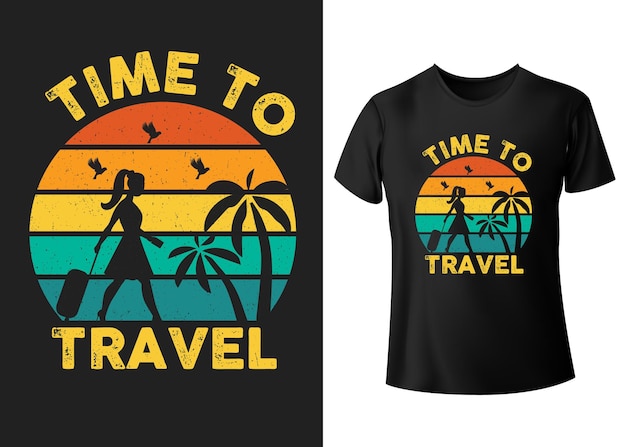 Il tempo di viaggiare t-shirt tipografia cita l'illustrazione vettoriale