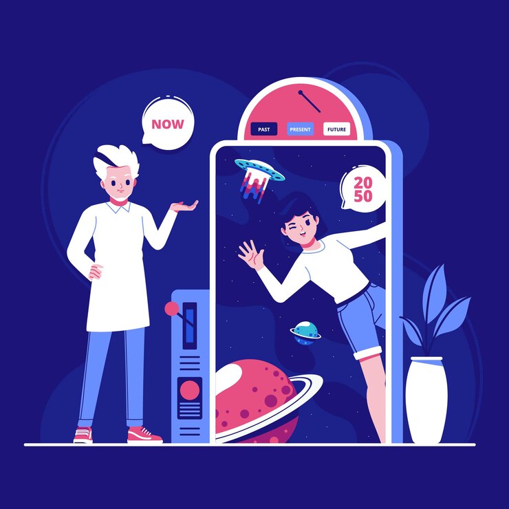 Vector time traveller concept illustration  