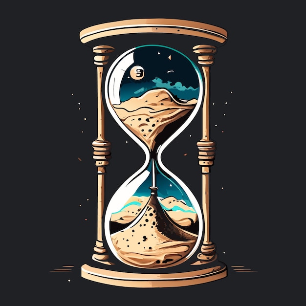 Vector time unveiled sand clock and analog clock art