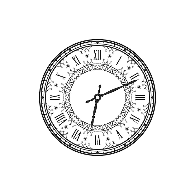 Time watch face isolated dial with roman numerals