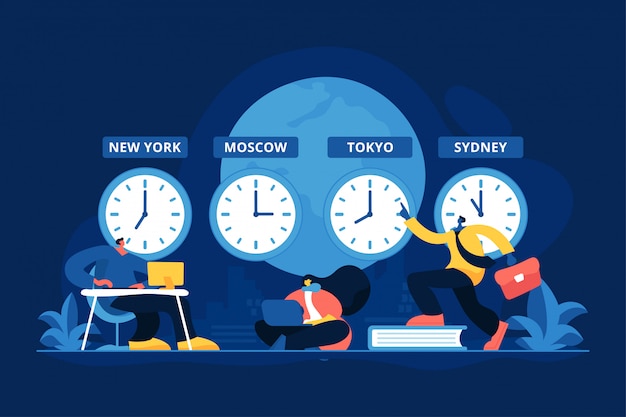 Time zones concept vector illustration