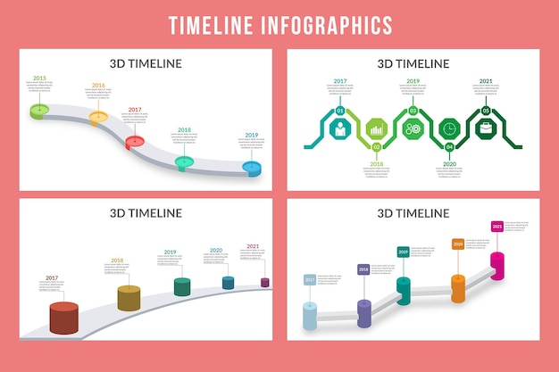 Vettore timeline 3d infographic design