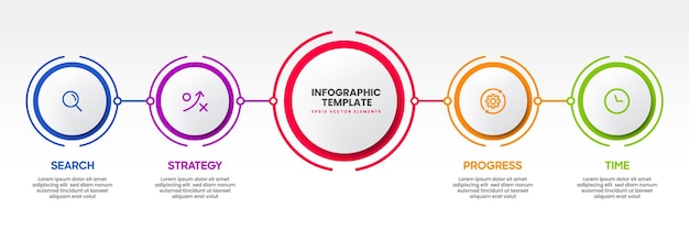 Timeline 5 options infographic for presentations workflow process diagram flow chart report