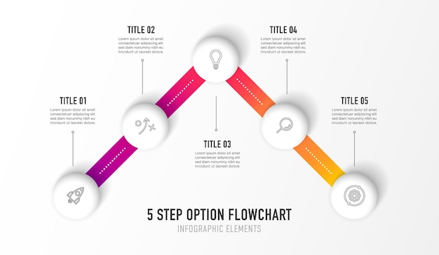 Timeline 5 options infographic for presentations workflow process diagram flow chart report