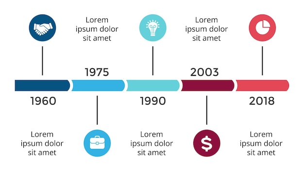 ベクトル タイムライン矢印インフォグラフィックプレゼンテーションスライドテンプレートスタートアップビジネスやマーケティングに最適