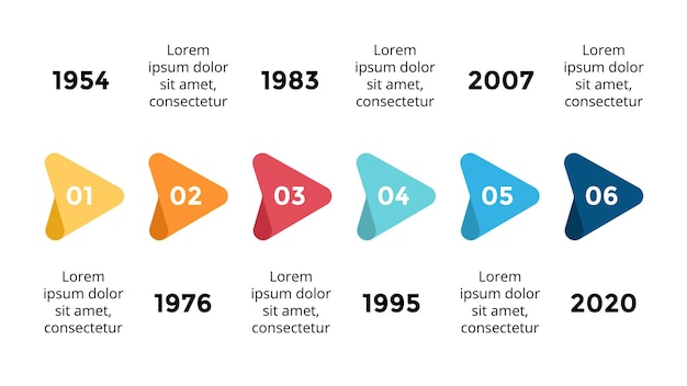 タイムライン矢印インフォグラフィックプレゼンテーションスライドテンプレートスタートアップビジネスやマーケティングに最適