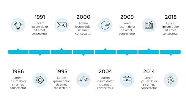 Шаблон слайдов инфографической презентации Timeline Arrow Идеально подходит для начинающего бизнеса и маркетинга