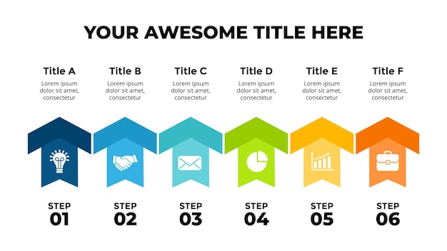Шаблон слайдов инфографической презентации Timeline Arrow Идеально подходит для начинающего бизнеса и маркетинга
