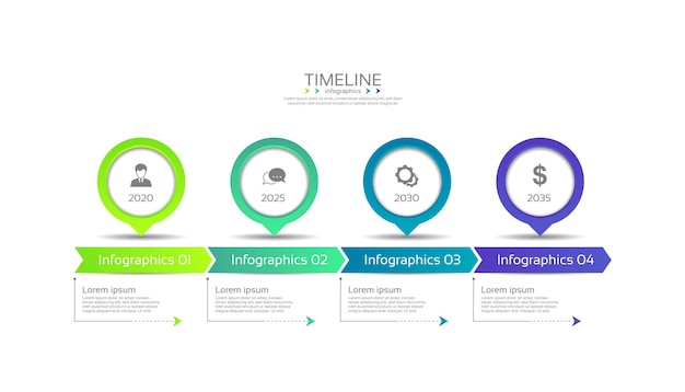 Timeline business infographic template circle colorful with four step