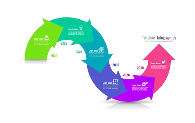 Timeline business infographic template colorful with six step