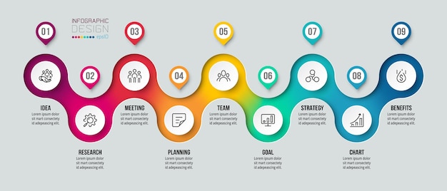 Timeline chart business infographic template