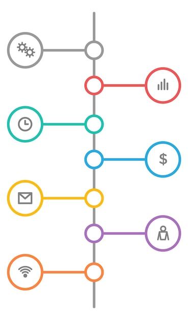 Timeline chart color line infographic template with business icon