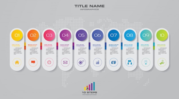 Timeline chart infographic element.