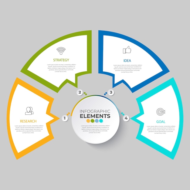 Timeline circle infographic template 4 options or steps