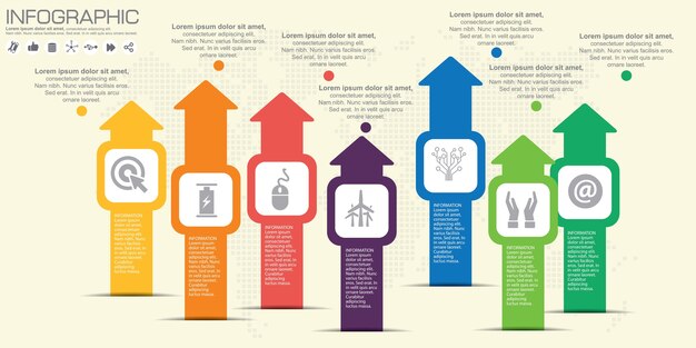 Timeline colorful infographic with icons and steps concept.