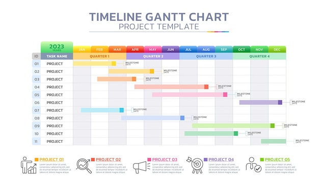 Vector timeline gantt chart infographic template background