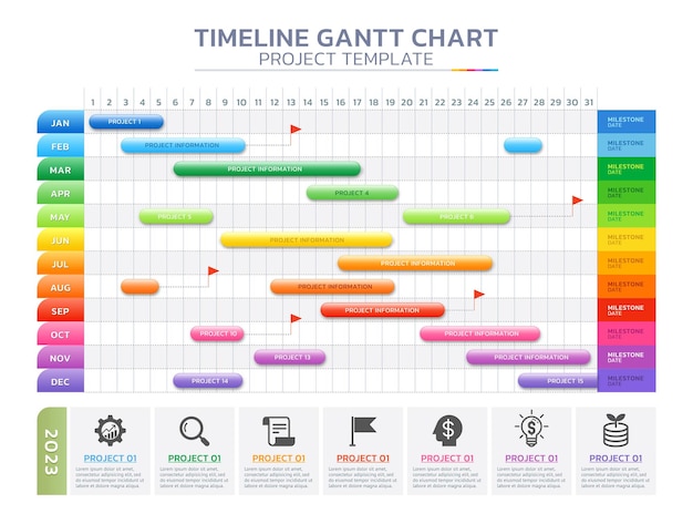 Vector timeline gantt chart infographic template background