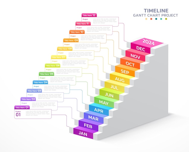 타임 라인 간트 차트 계단 Infographic 단계 템플릿 배경