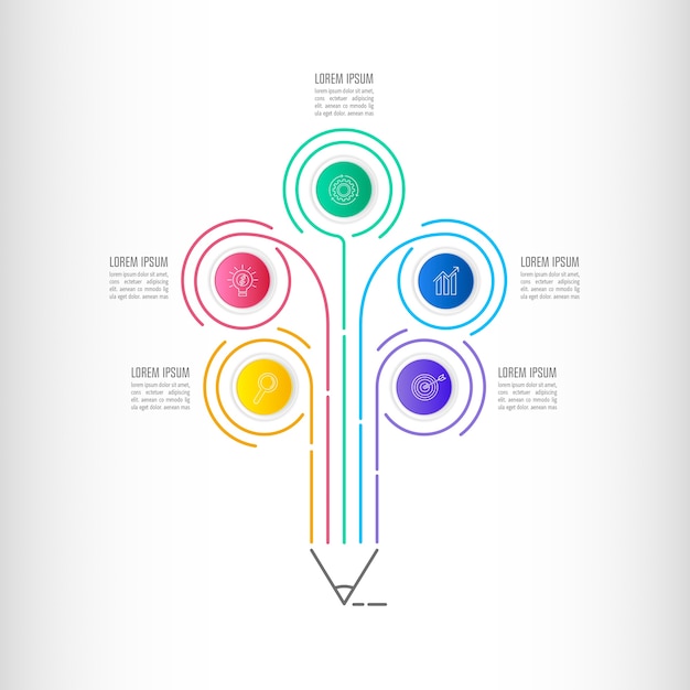 Vettore concetto di business infografici in tempo reale con 5 opzioni.