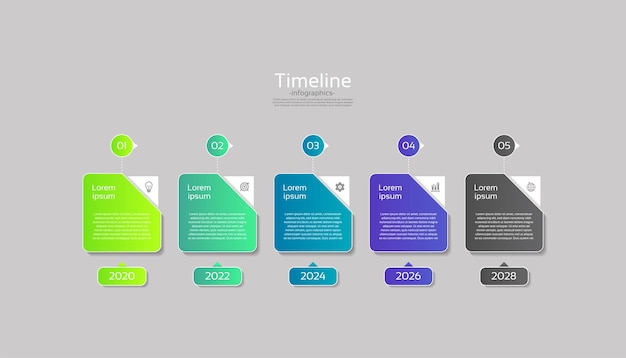 Timeline infographic business template circle with five step