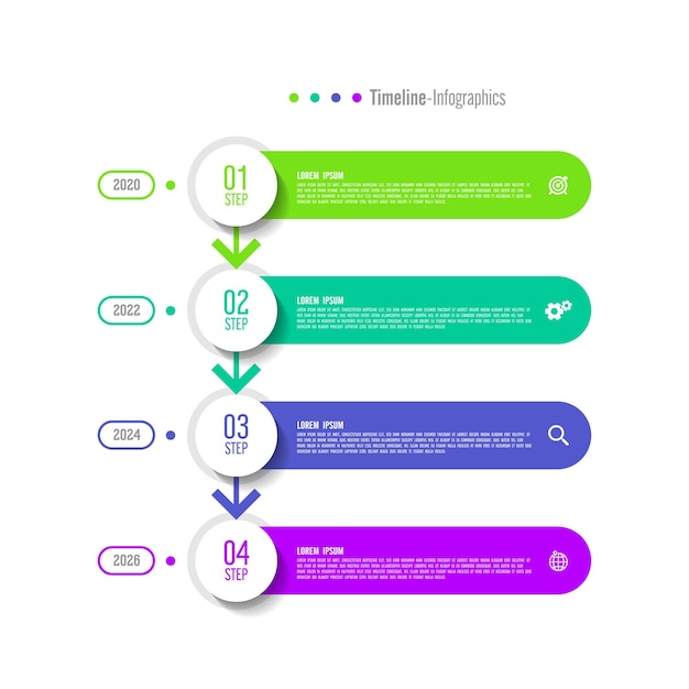 Vettore cerchio variopinto del modello di affari di infografica timeline con quattro passaggi