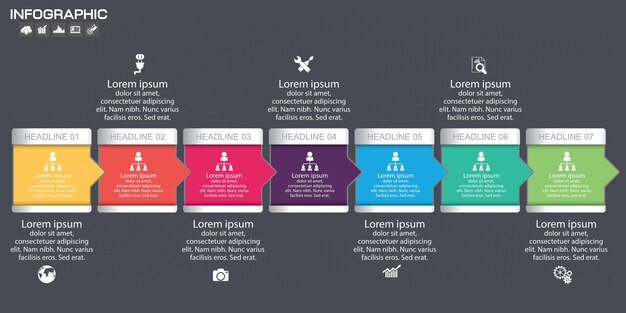 Modello di progettazione grafico infografica timeline.