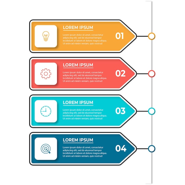 타임 라인 인포 그래픽 디자인 요소 및 숫자 옵션 4 단계 비즈니스 개념