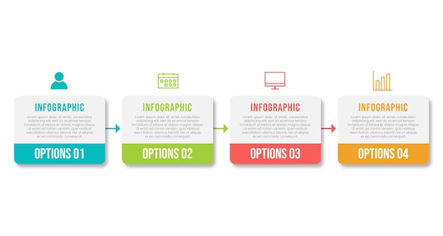 Timeline infographic design element and number options business concept with 4 steps can be used for workflow layout diagram annual report web design vector business template for presentation