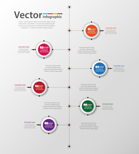 6 단계의 타임 라인 Infographic 디자인