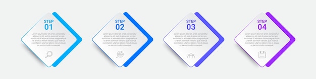 Timeline infographic design with icons and 4 options or steps infographics for business concept