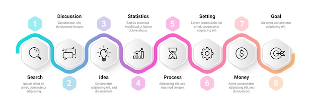 timeline infographic flowchart sequence design step horizontal diagram workflow process abstract scheme business presentation mockup project structure vector work organization