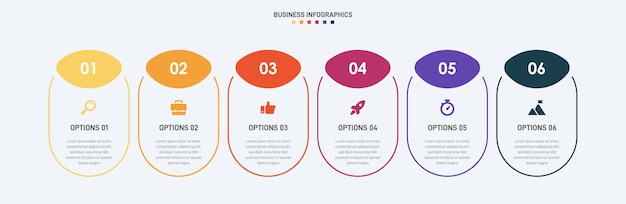 Timeline infographic met infochart Moderne presentatie sjabloon met 6 spets voor bedrijfsproces